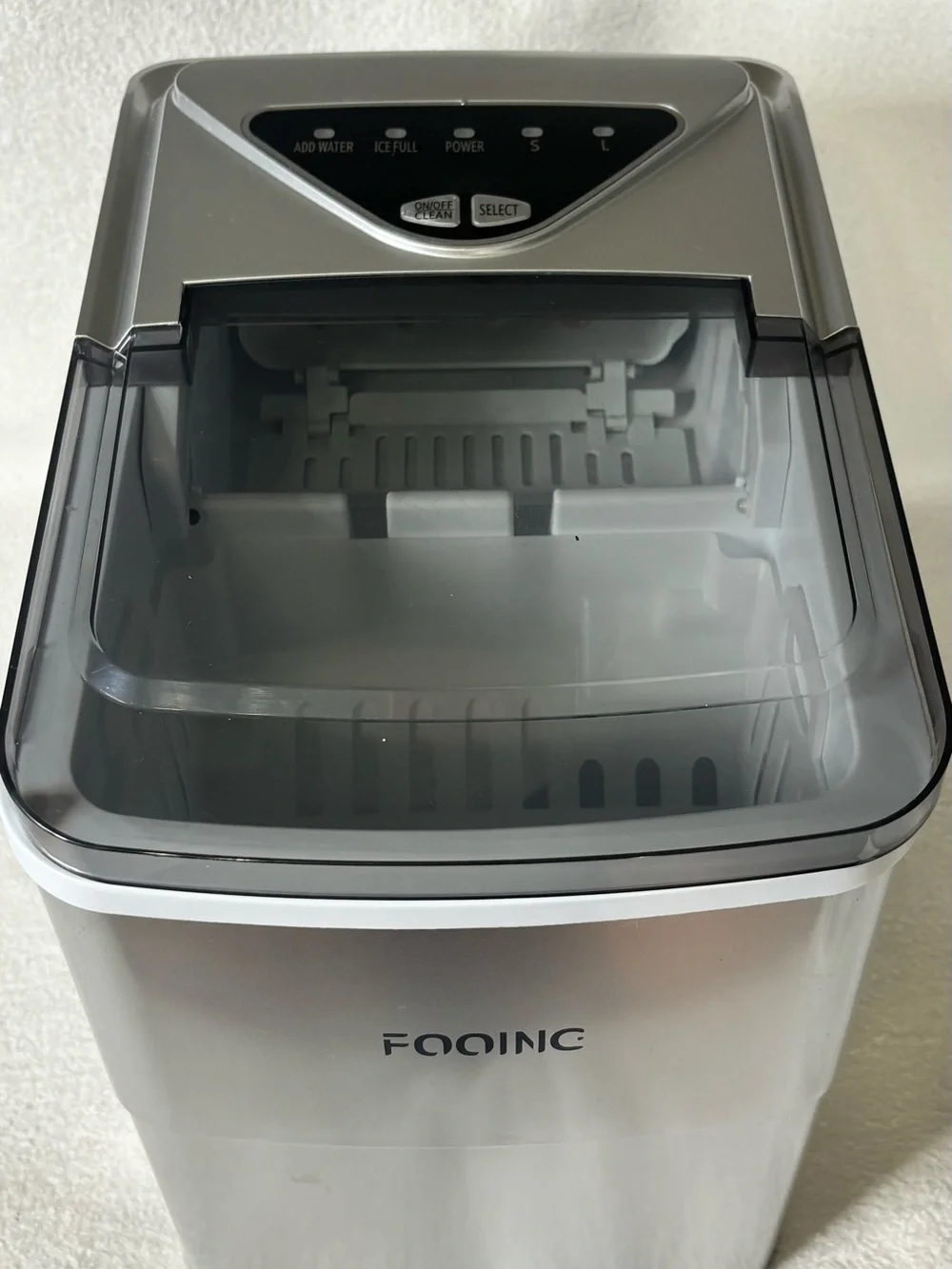 FOOING Countertop Ice Maker Machine Silver – Pre-Owned – Cosmetic Damage